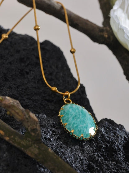 Amaze Me Amazonite Pendant Necklace - Stella Sage