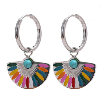 Boho Rainbow Drop Hoop Earrings - Stella Sage