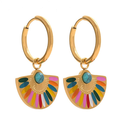 Boho Rainbow Drop Hoop Earrings - Stella Sage