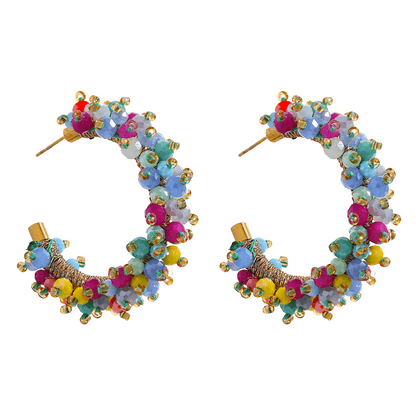 Bollywood Beaded Hoop Stud Earrings - Stella Sage
