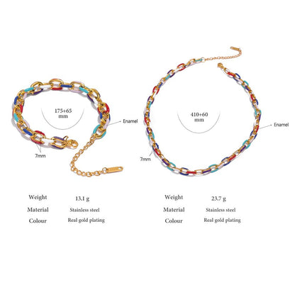 Colorful Chains Necklace & Bracelet - Stella Sage