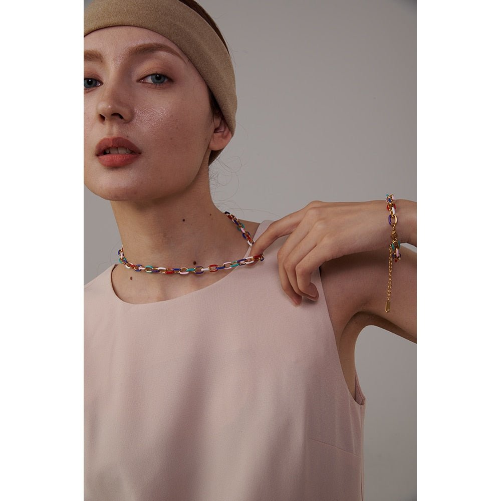 Colorful Chains Necklace & Bracelet - Stella Sage