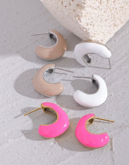 Enamored Enamel Hoop Stud Earrings - Stella Sage