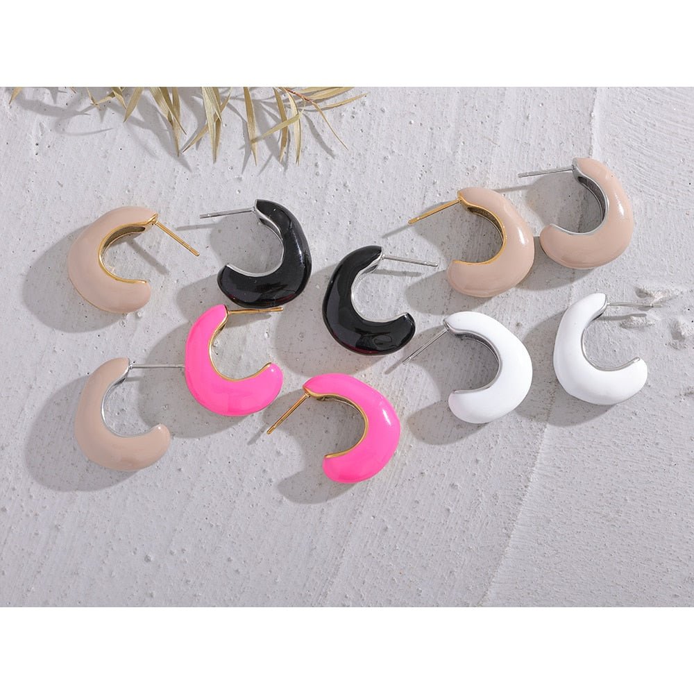 Enamored Enamel Hoop Stud Earrings - Stella Sage