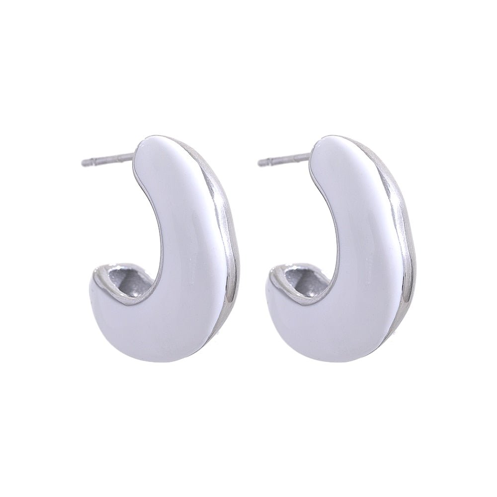 Enamored Enamel Hoop Stud Earrings - Stella Sage