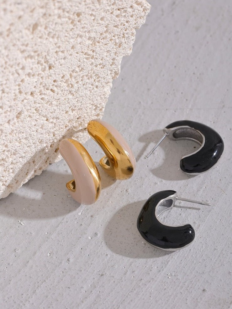 Enamored Enamel Hoop Stud Earrings - Stella Sage