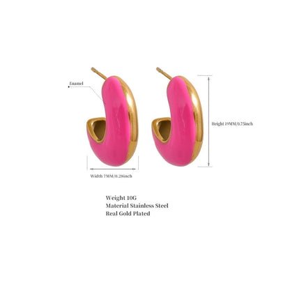 Enamored Enamel Hoop Stud Earrings - Stella Sage