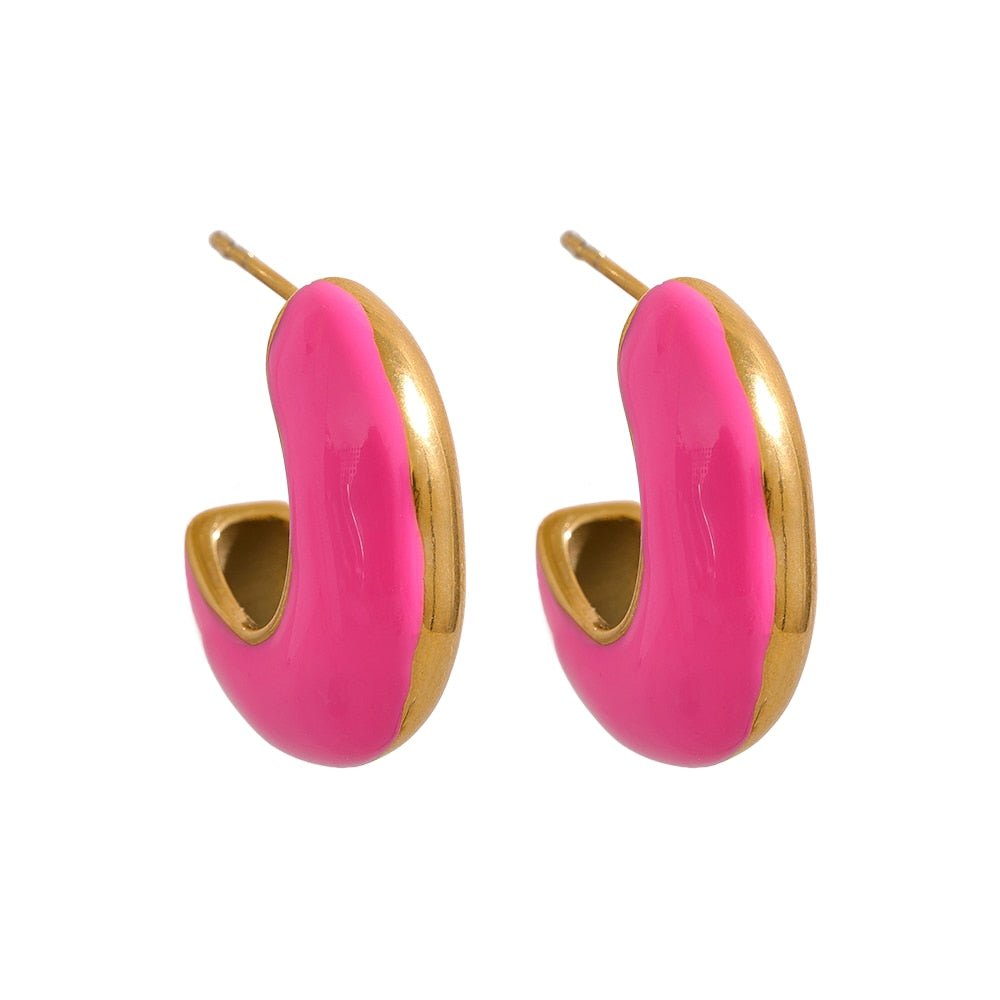 Enamored Enamel Hoop Stud Earrings - Stella Sage