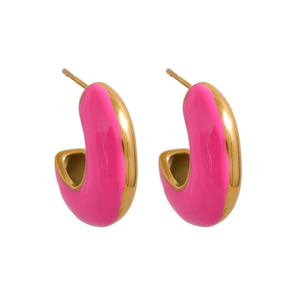 Enamored Enamel Hoop Stud Earrings - Stella Sage