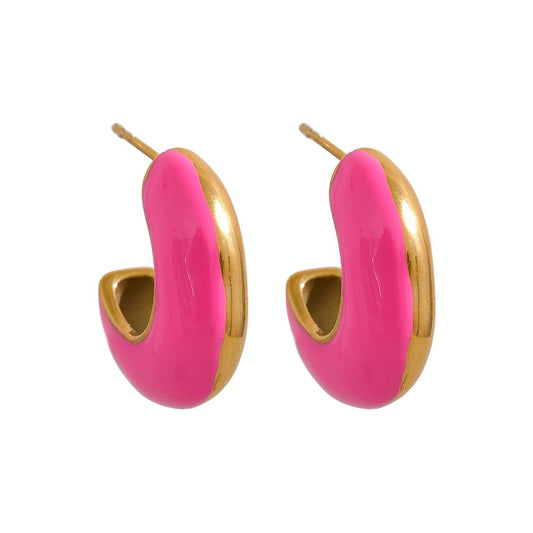 Enamored Enamel Hoop Stud Earrings - Stella Sage