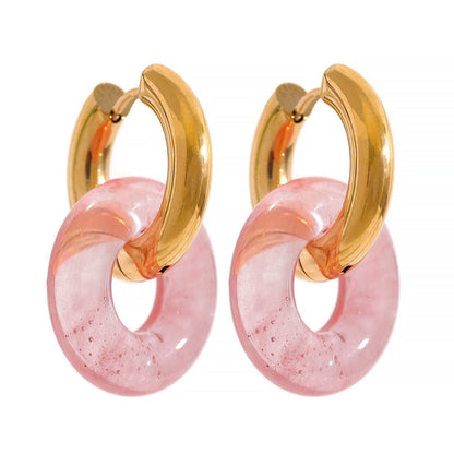Natural Stone Drop Hoop Earrings - Stella Sage